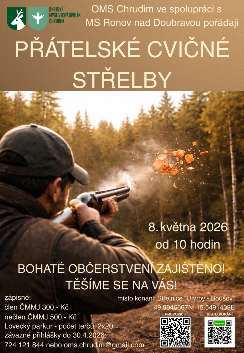 Přátelské cvičné střelby -8.5.2026 – střelnice MS Ronov nad Dobravou U vrby – Bousov