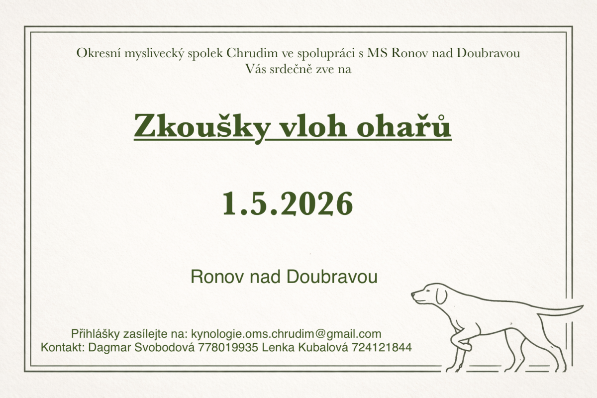 Zkoušky vloh ohařů – 1.5.2026