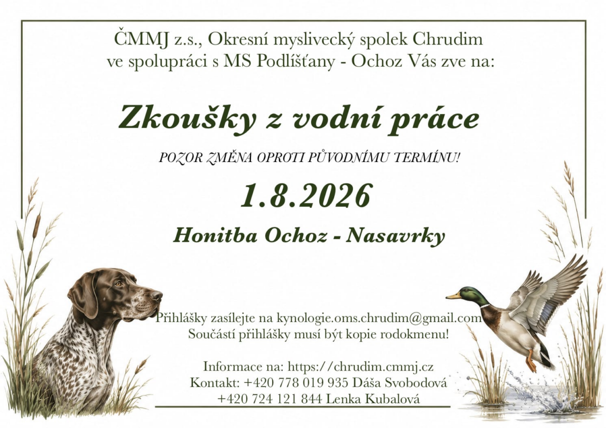 Zkoušky z vodní práce 1.8.2026